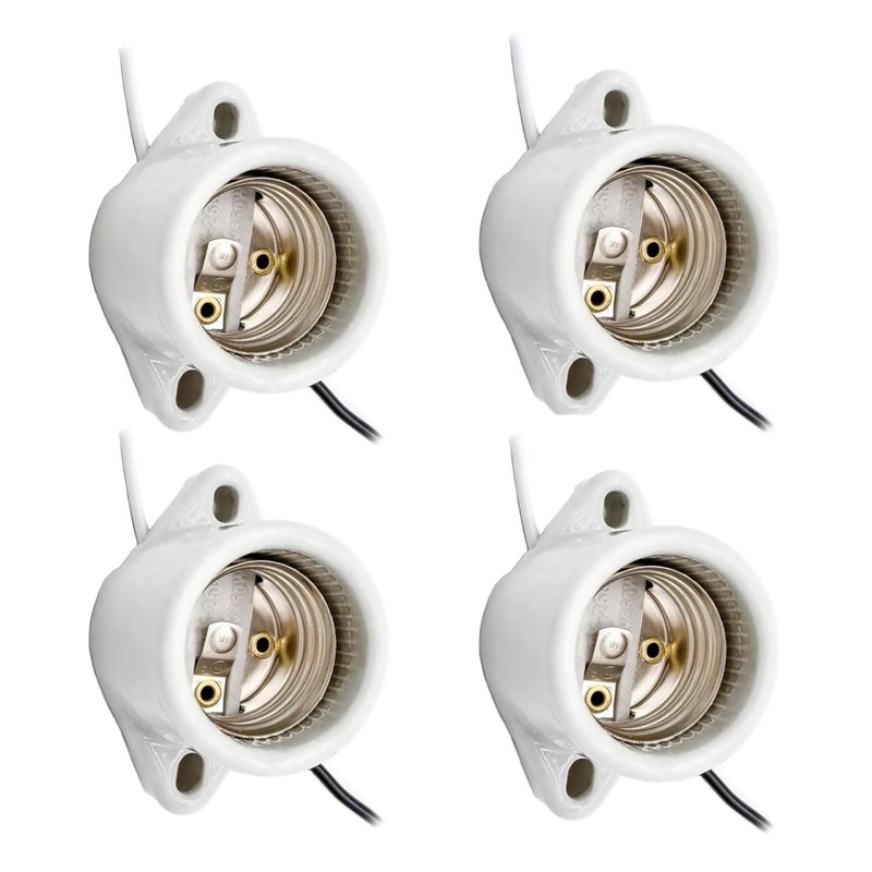 White Light Sockets 4 Pack 660W E26/E27 Medium Base with 18AWG Wire Pigtail gallery