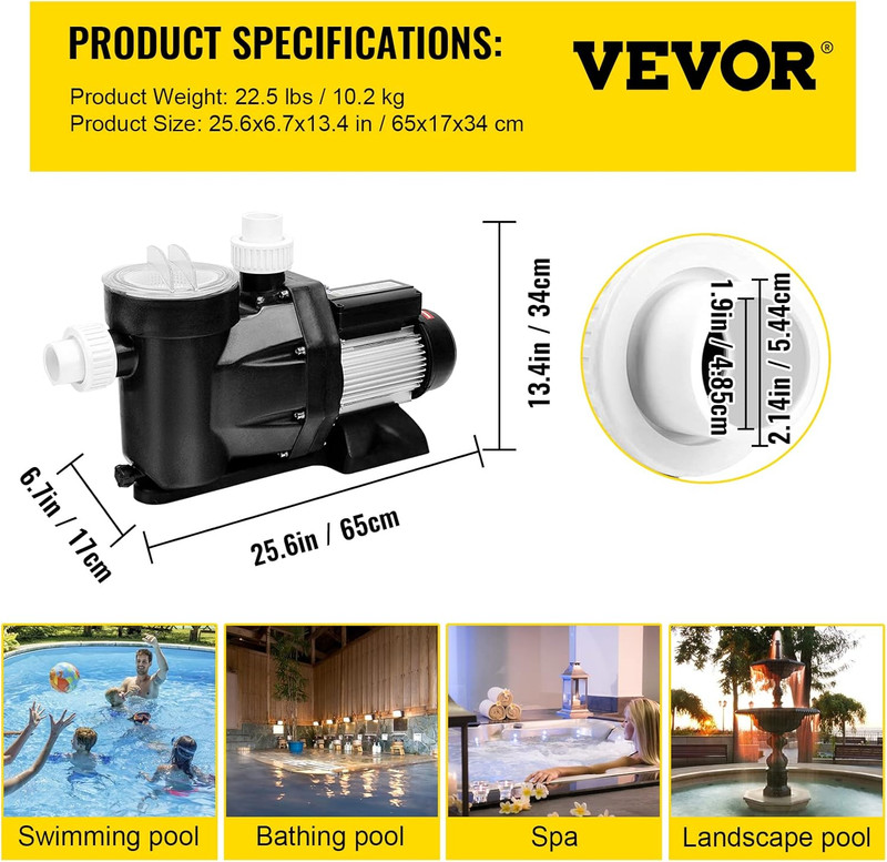 1850W above Ground Powerful Filter Pump for Spa Water Circulation Apply Swimming gallery
