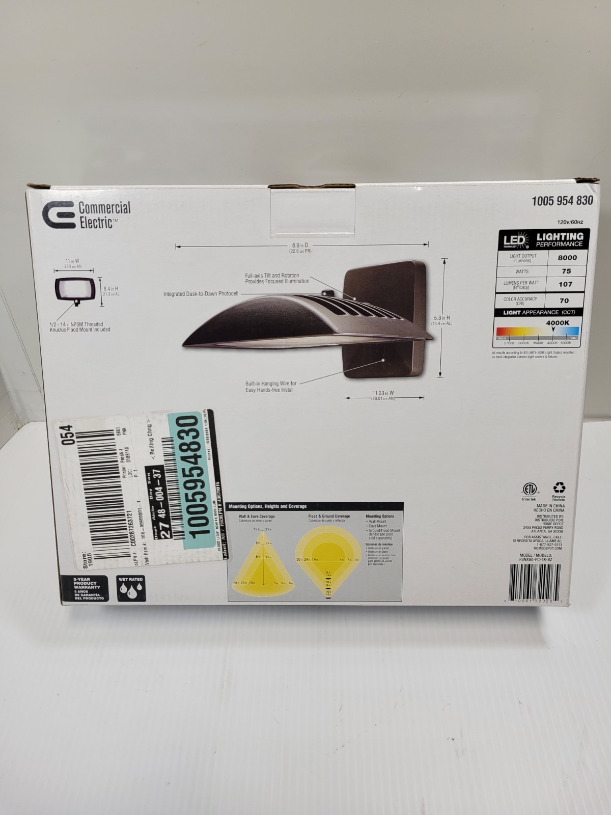 Commercial Electric Residential 550-Watt Equiv LED Bronze Outdoor 1005 954 830 gallery