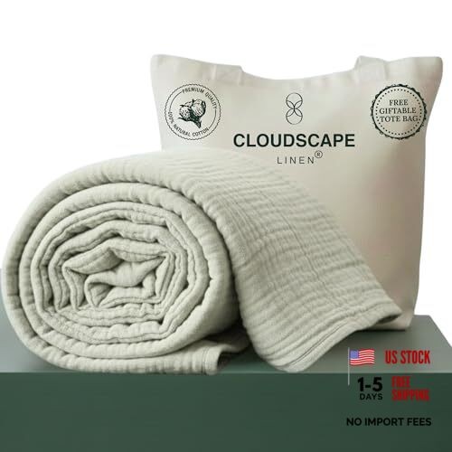 CLOUDSCAPE 4 Layer Muslin Blanket for Adults - King/Calking - Seafoam - 92"x108" gallery