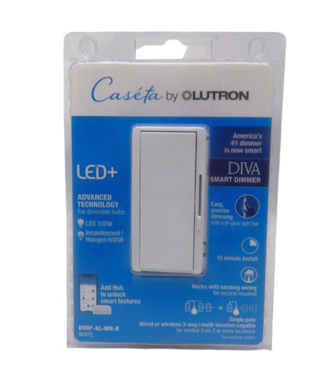 Lutron DIVA Caseta Smart LED+ Dimmer DVRF-6L-WH-R gallery