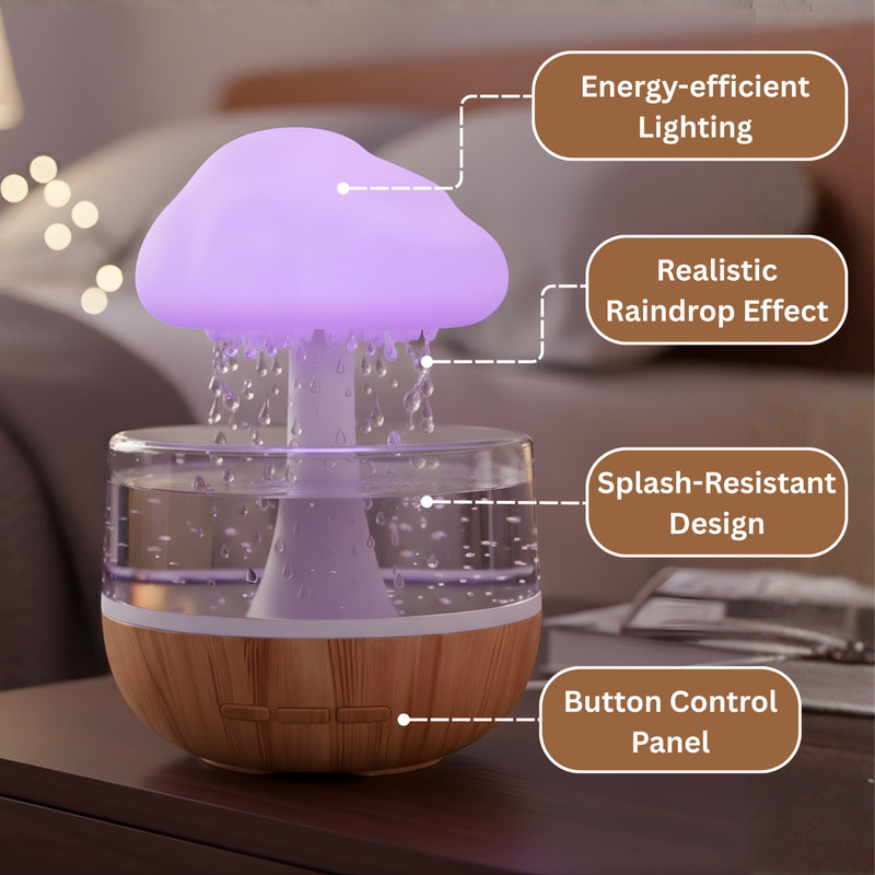 Rain Cloud Essential Oil Diffuser Humidifier 7 Color LED Light gallery