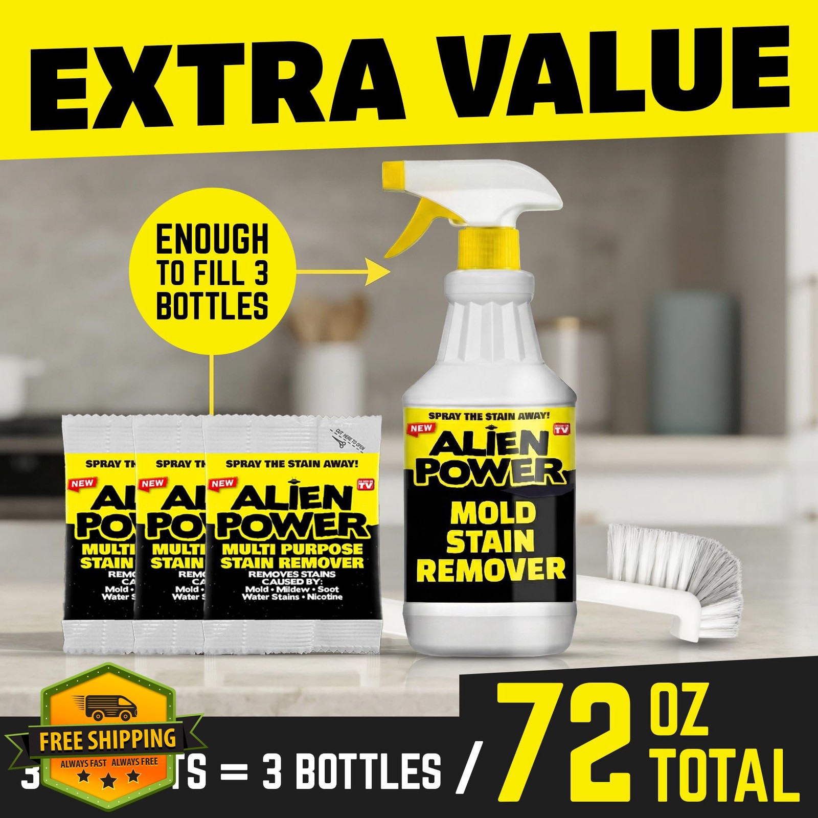 Alien Power Mold Mildew Stain Remover Spray 3 Packet Set gallery