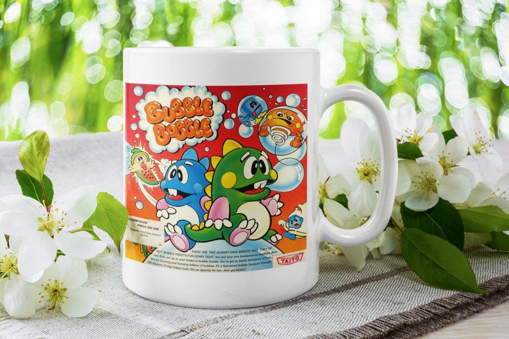 Retro Bubble Bobble Mug – C64 Pixel Art 80s Gaming Gift 11oz