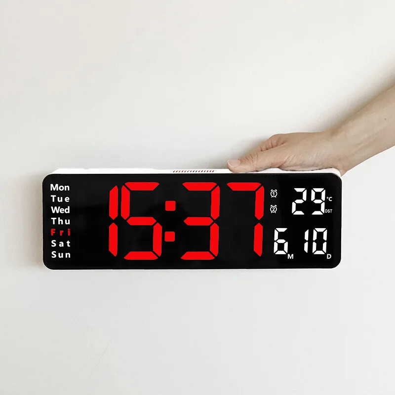 Large LED Digital Wall Clock Remote Control Temp Date Week Display Memory Watch gallery