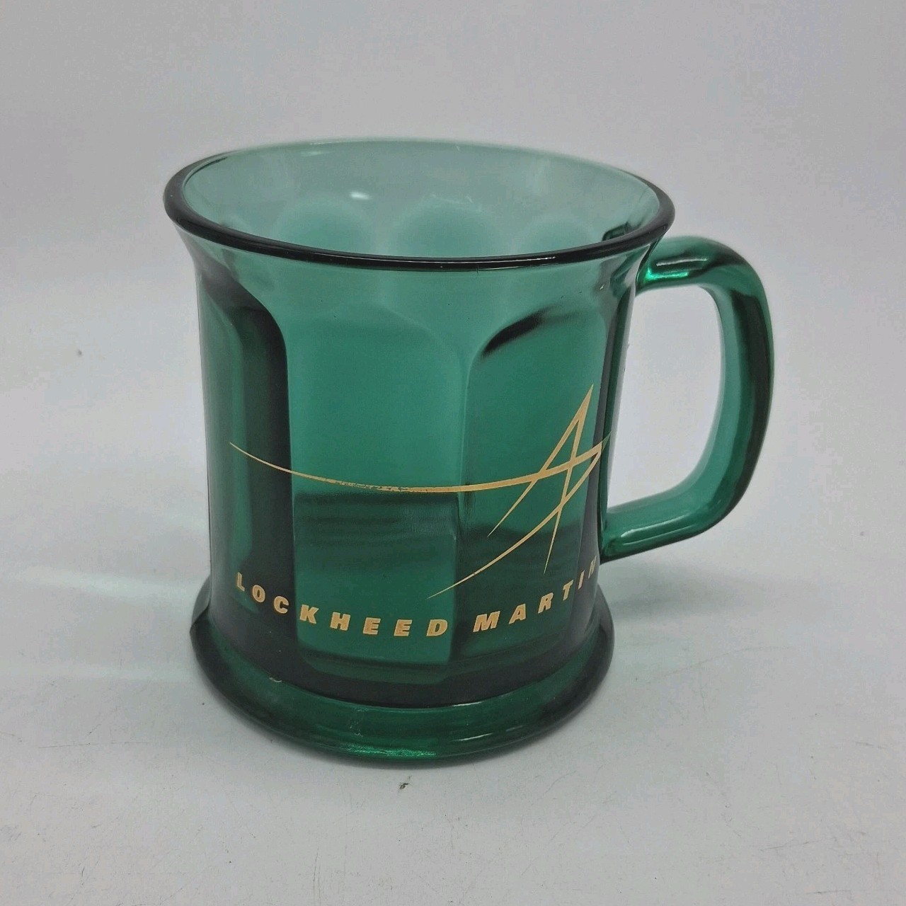 Vintage Lockheed Martin Glass Coffee Cup Mug Emerald Green Made in the USA gallery