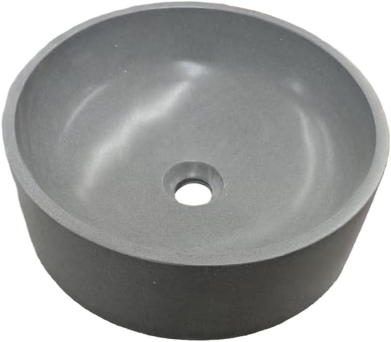 16” Gray Round Vessel Sink - Handmade Terrazzo Concrete - Above Counter gallery