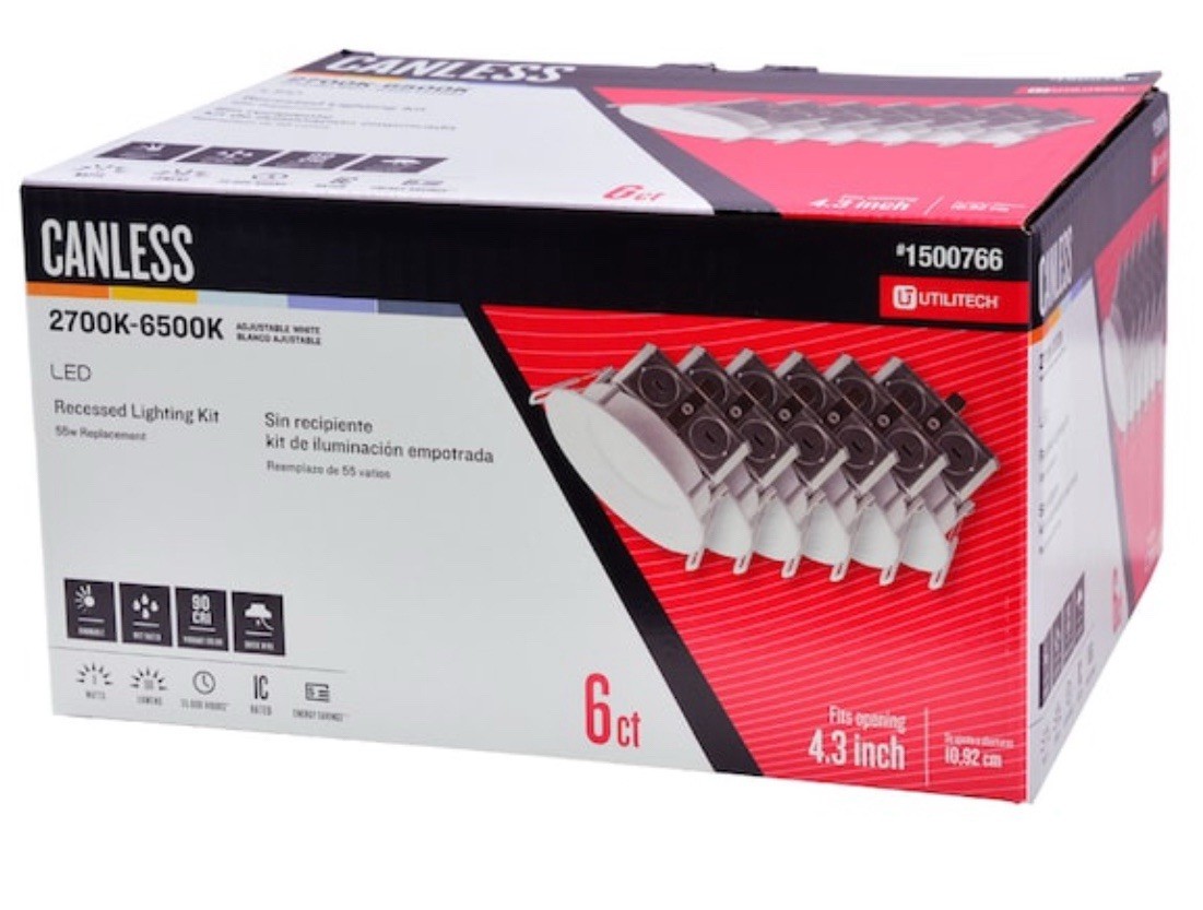 Utilitech Canless (4in) Round 2700k-6500k 580 Lumen Switchable Dimmable (6PK) gallery