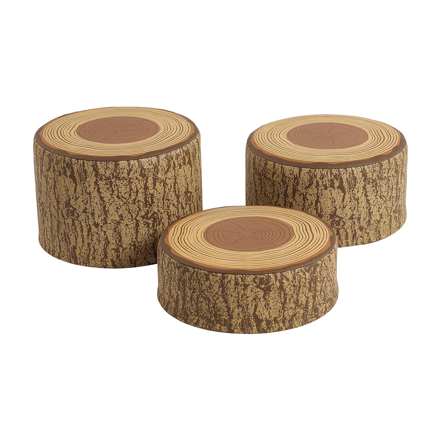 ECR4Kids SoftZone 3pc Tree Stump Stool Set Chocolate Classroom Soft Seating gallery