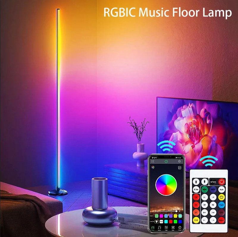 2pc 47" Smart LED Floor Lamp RGB Remote & APP Control Music Sync Corner Lighting gallery