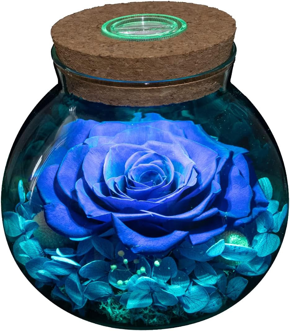 Preserved Real Roses with Colorful Mood Light Wishing Bottle, Eternal Rose，Never gallery