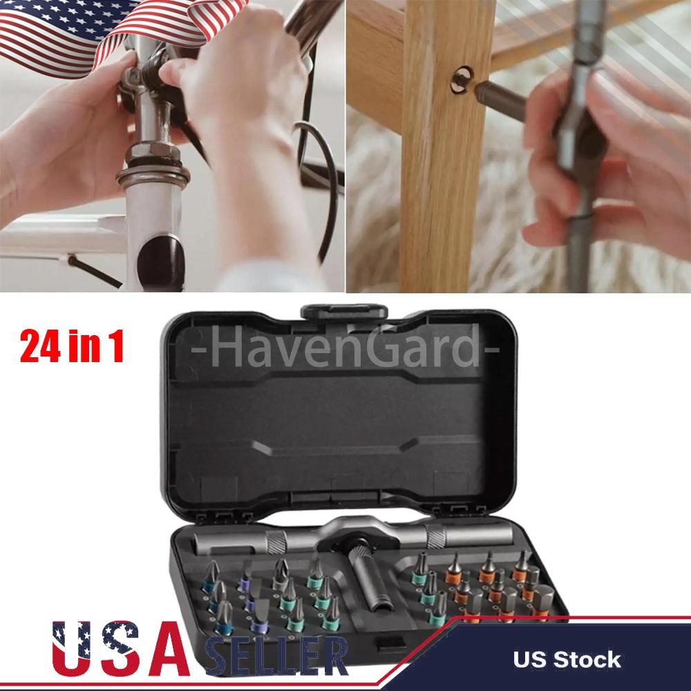 25pcs 24 in 1 Multifunction Screwdriver Head Set Household Repair Ratchet Wrench gallery
