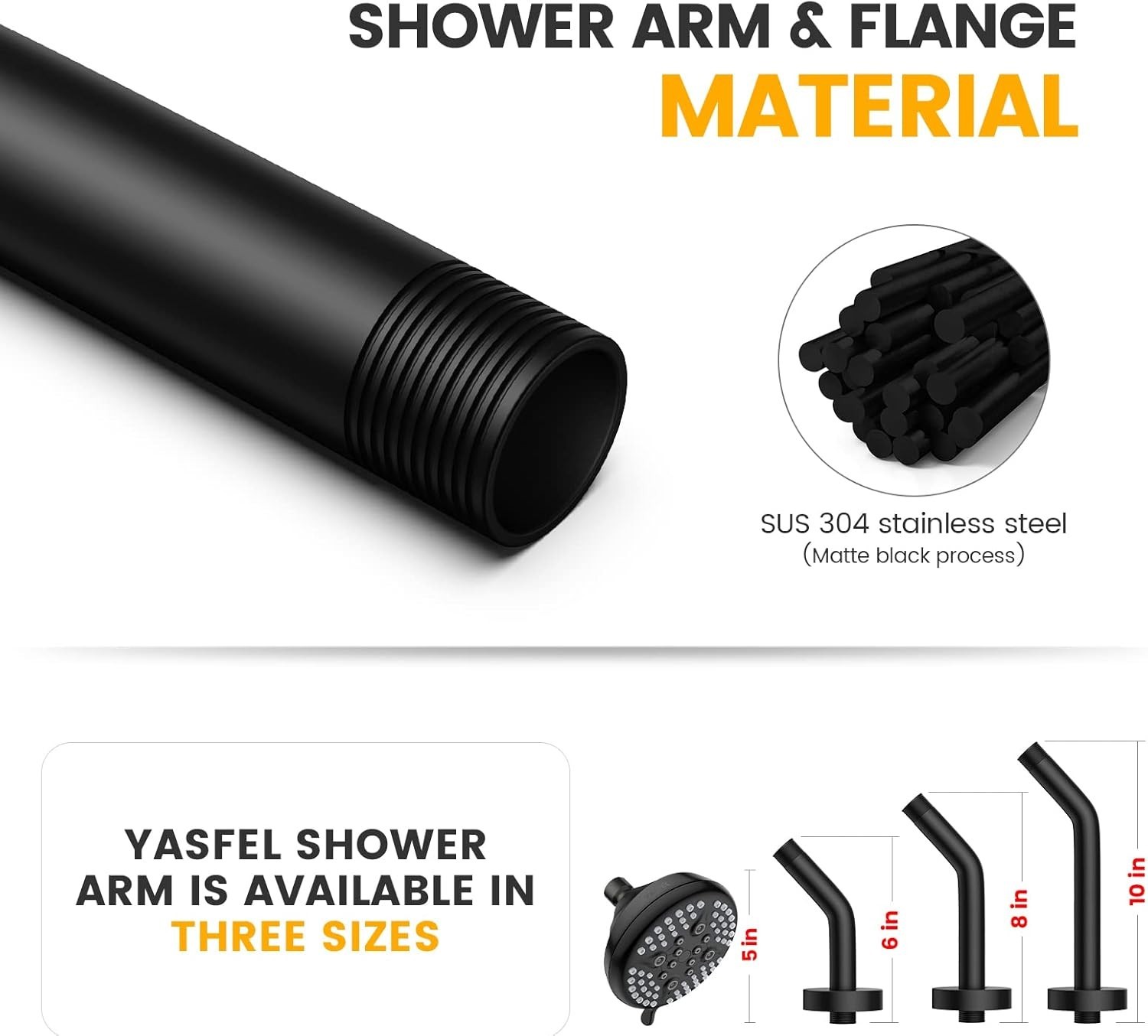 10 Inch Shower Arm Extension Pipe with Flange for Shower Head Handheld Shower gallery
