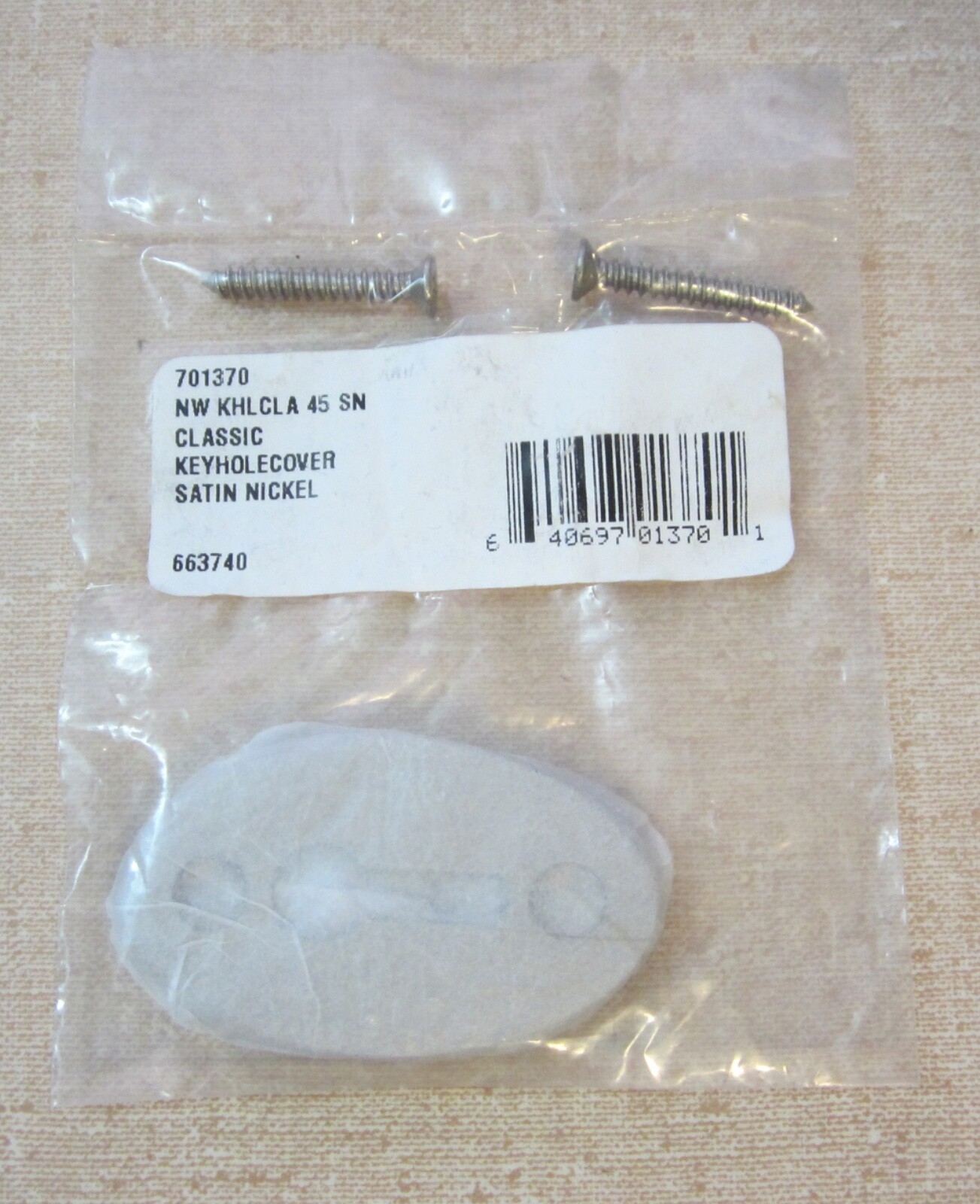 Forged Solid Brass Classic Keyhole Cover Escutcheon, 1-7/8" Oval, Satin Nickel gallery