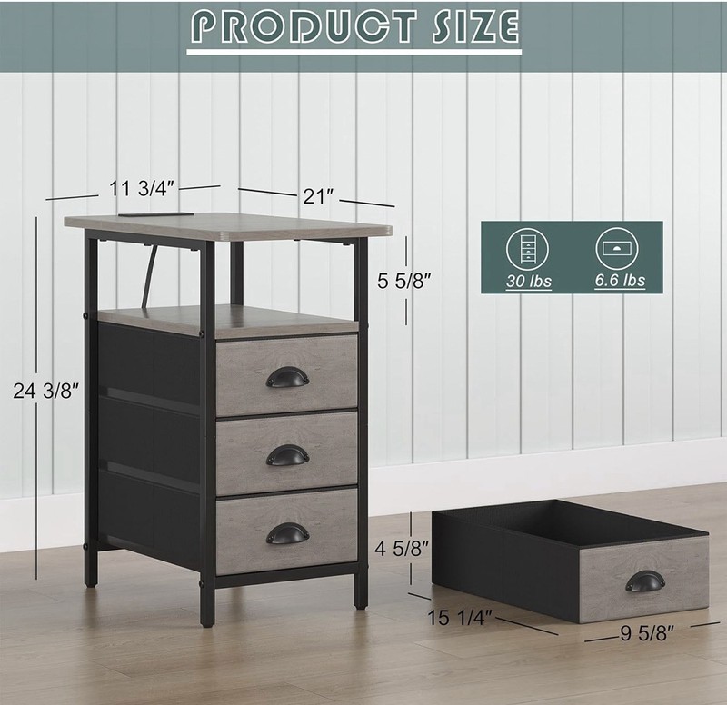 End Table with Charging Station,LED Side Tables with USB Ports and Outlets. NEW gallery