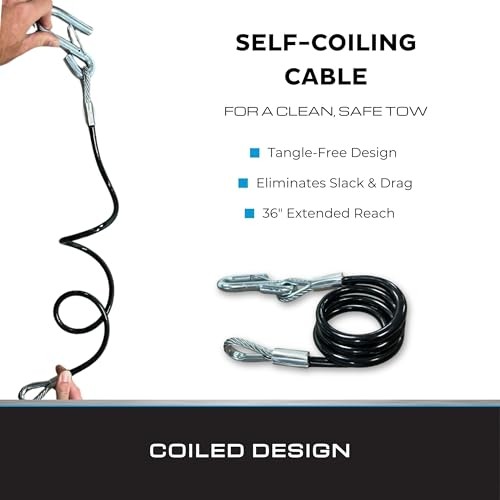 – 2,000 lb Trailer Safety Cable – Vinyl Coated w/Wire Latch – 2,000 lbs. Black gallery