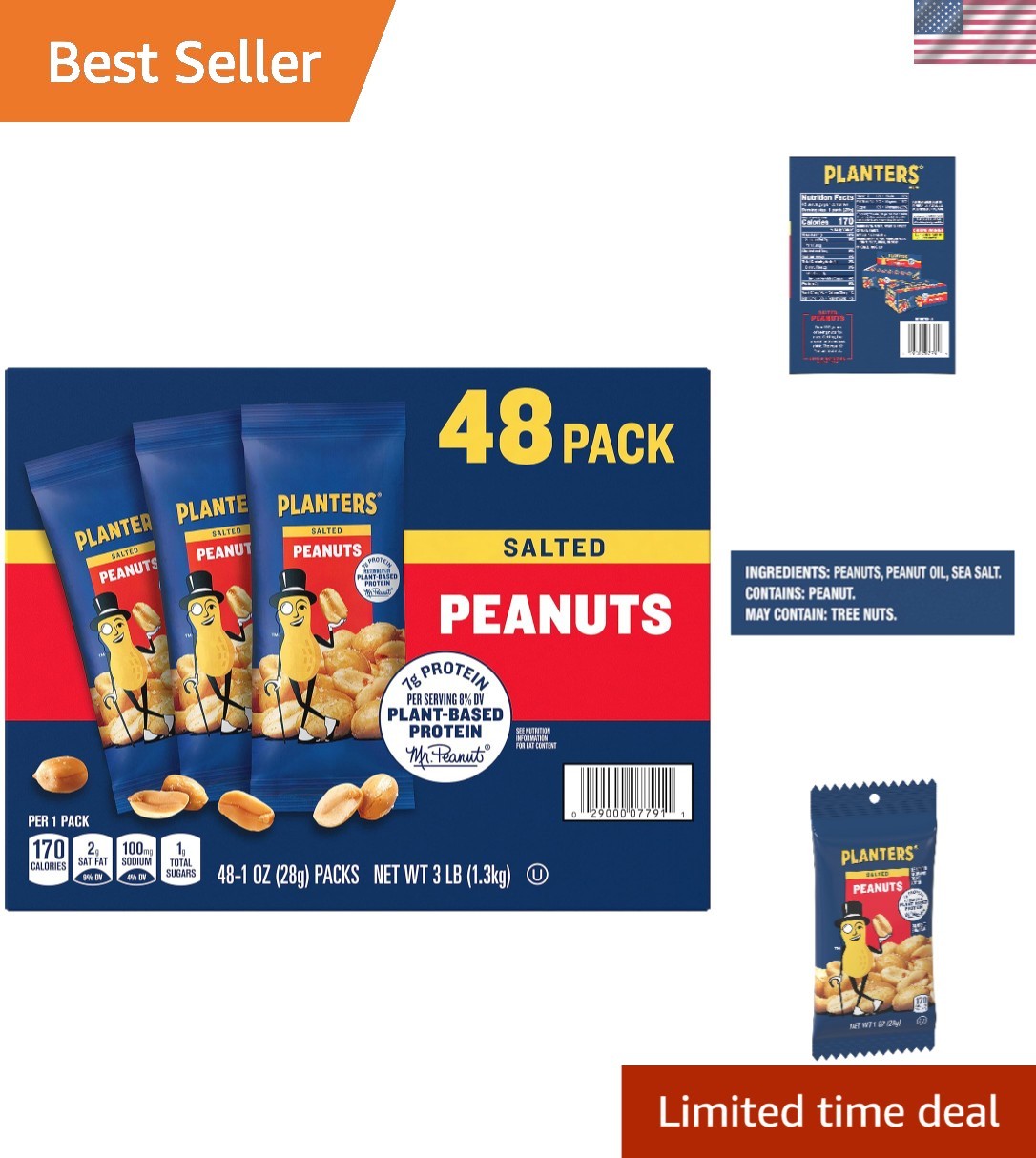 Planters Kosher Salted Peanuts 48 Count - Nutritious Snack for All Ages gallery