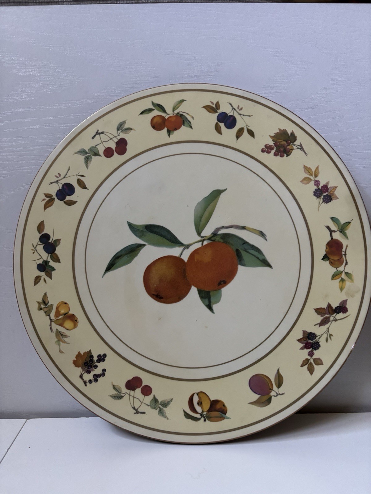Royal Worcester Evesham Vale Cork Backed Trivet Fruit Hot Plate England Kitchen gallery