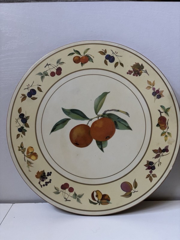 Royal Worcester Evesham Vale Cork Backed Trivet Fruit Hot Plate England Kitchen gallery