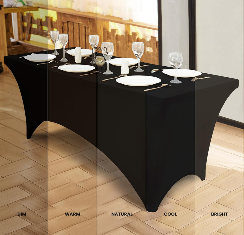 Spandex Tablecloth 2 Pack [6FT, Black] Tight, Fitted, Washable and Wrinkle Resis gallery