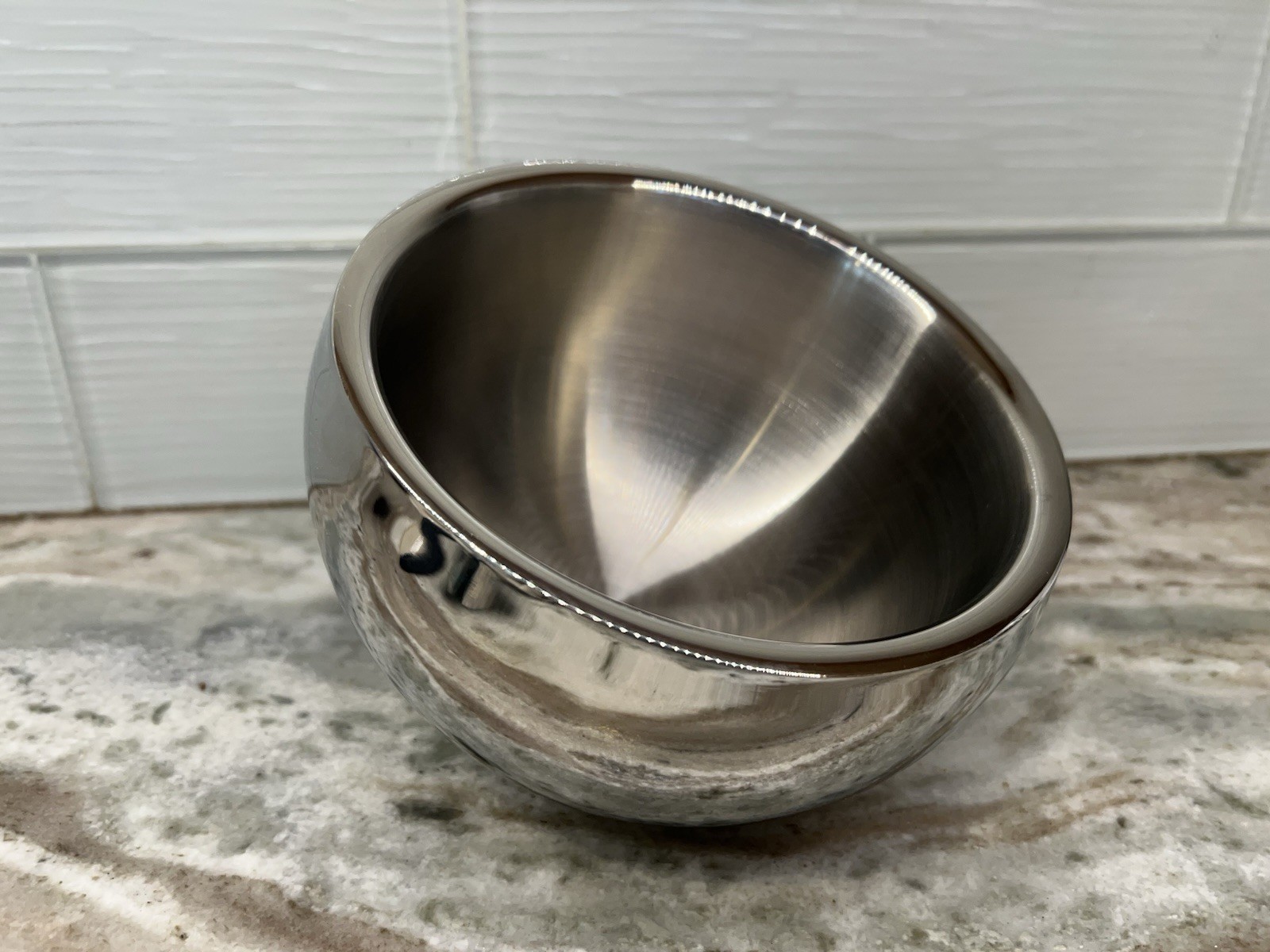 CB2 Crate & Barrel Stainless Steel Snack Bowl Double Wall Angled 7" x4.5" gallery