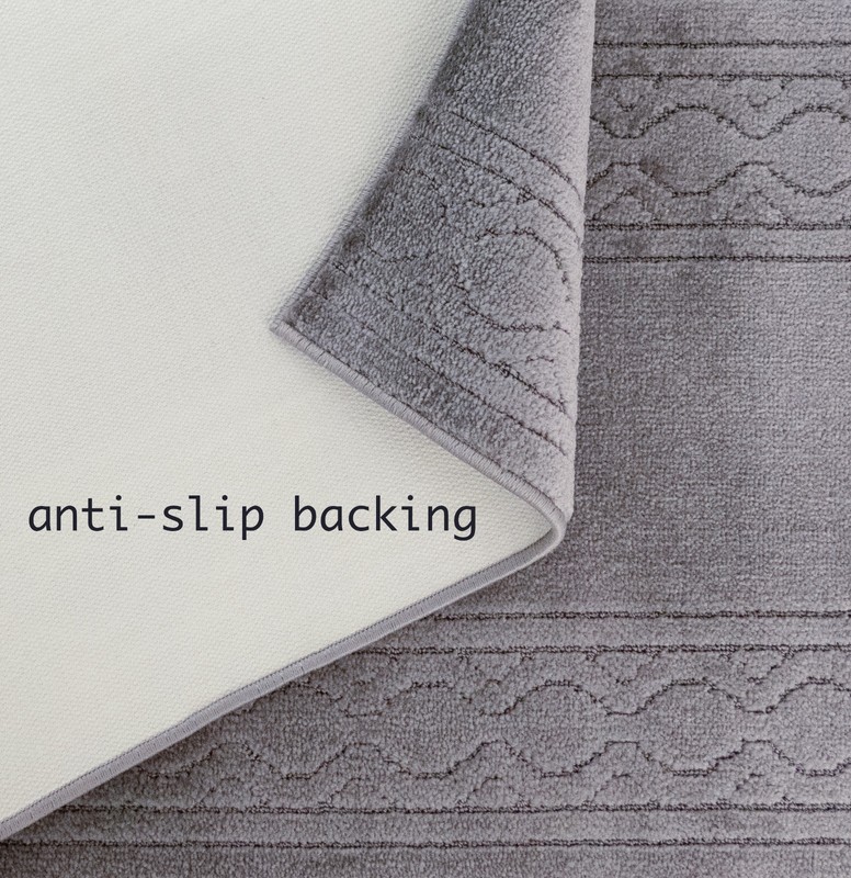 Custom Size Anti-Slip Machine Washable Soft Pile Moroccan Trellis Gray Rug gallery