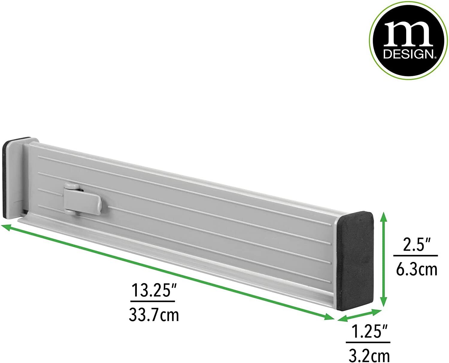 mDesign Expandable Dresser Drawer Divider, Foam Ends - 8 Pack - Gray/Black gallery