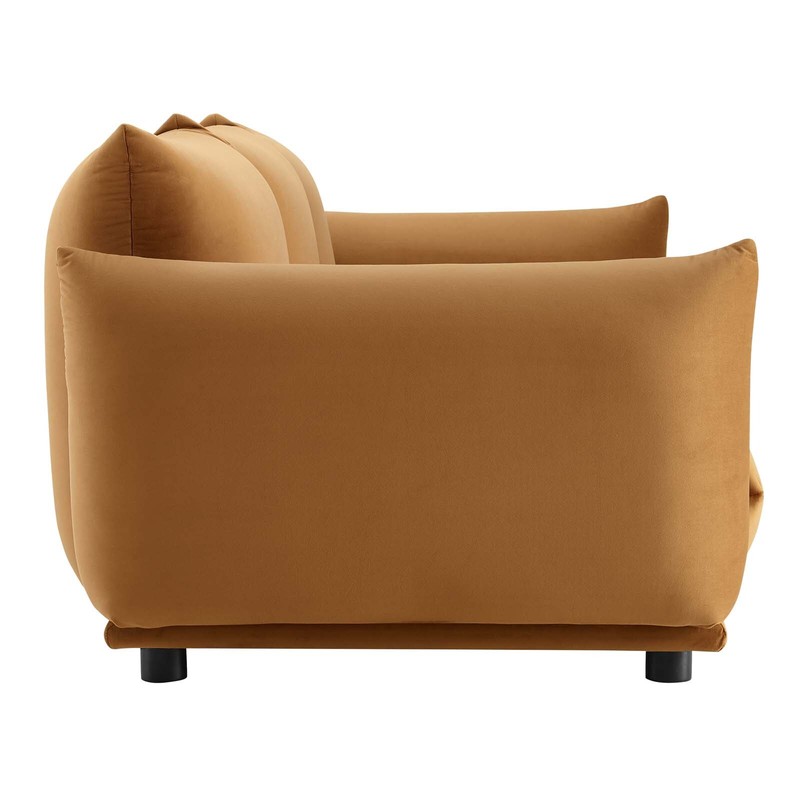 Modway Copious Plush Performance Velvet Sofa in Cognac gallery