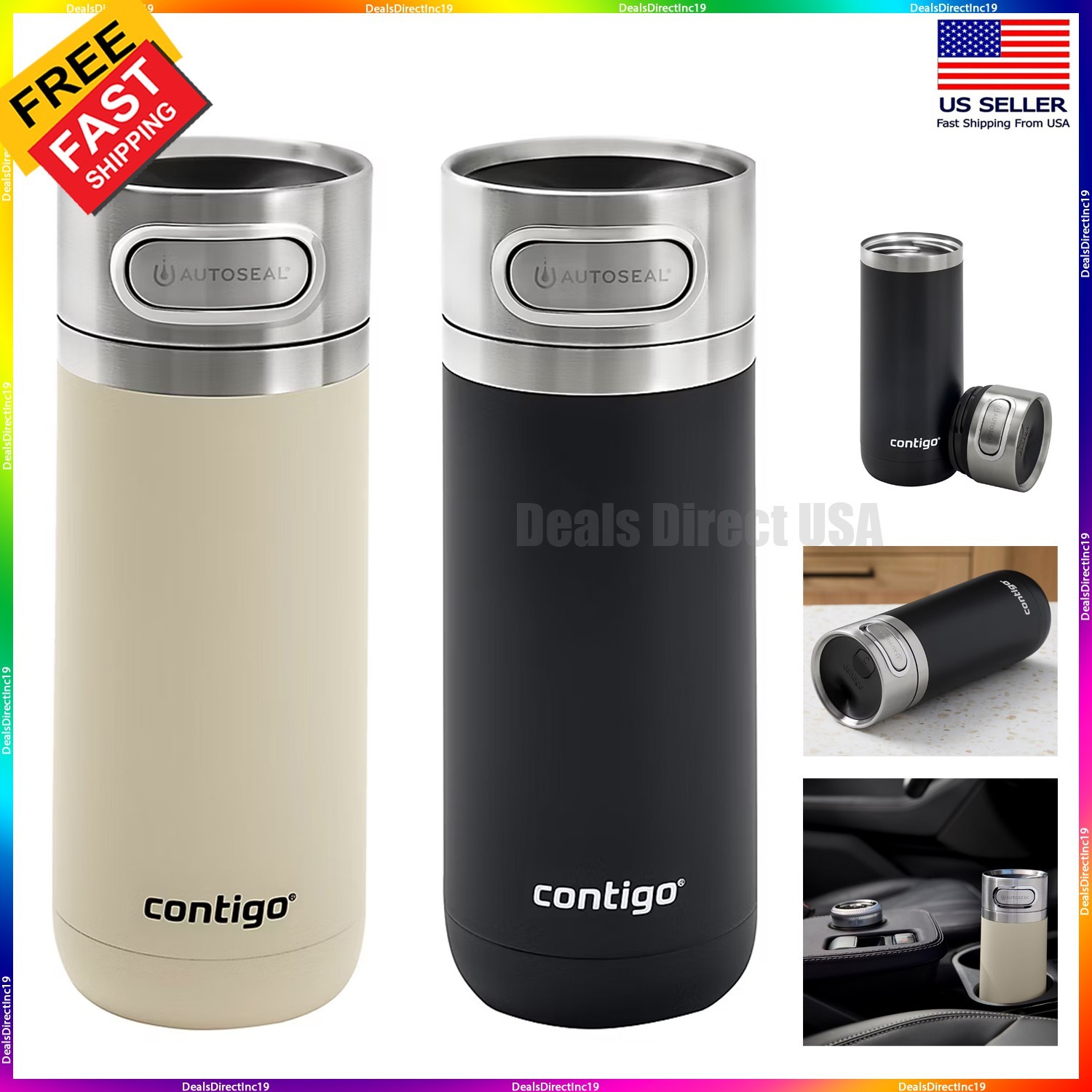 Contigo coffee travel mug stainless steel Luxe vacuum flasks tumbler hot cold 2 gallery