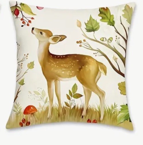 Deer Trees Nature Fall Leaves Scandinavian Nordic Throw Pillow Cover Home Decor gallery