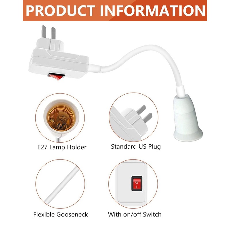 Flexible E26 E27 LED Light Bulb Lamp Holder Extension Plug in Adapter Socket USA gallery