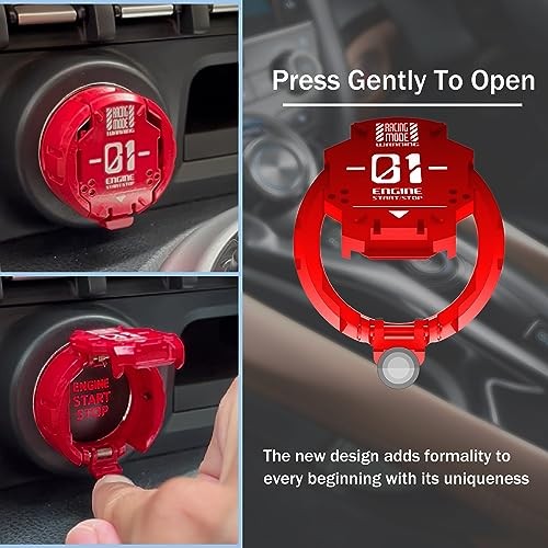 ???????? | Metal Mecha Push Start Button Cover, Car Press-A1-Red-Wordl gallery