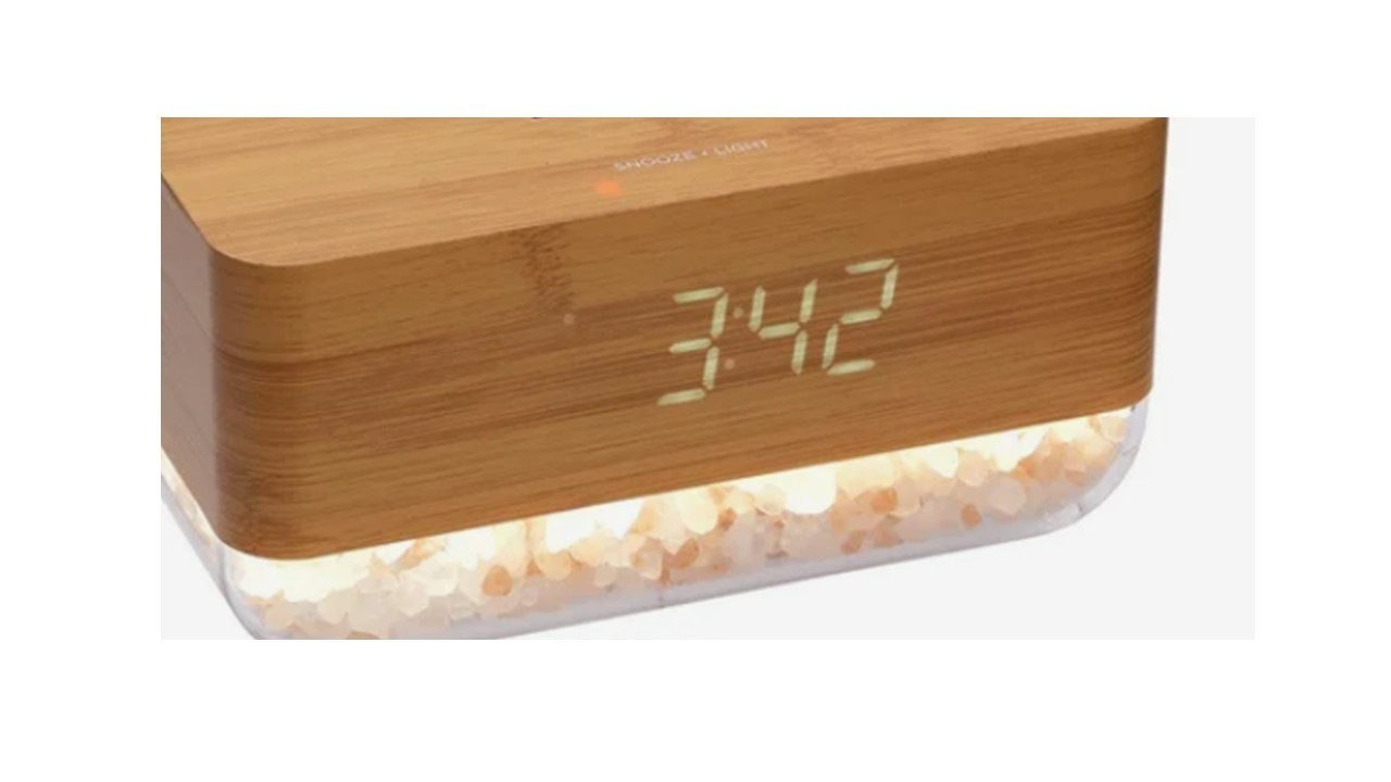 LOMI Sunrise Alarm Clock with Himalayan Salt Pebble Base - Date/Time/Temp GIFT gallery