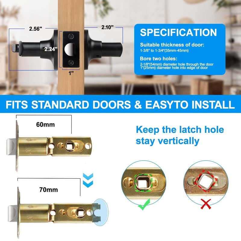 Privacy Door Levers, 3 Pack Matte Black Door Handles, Bed and Bath Door Locksets gallery