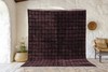 Moroccan Berber Beni Ourain Wool Rug | 6x9 Deep Aubergine Black Grid Area Carpet gallery