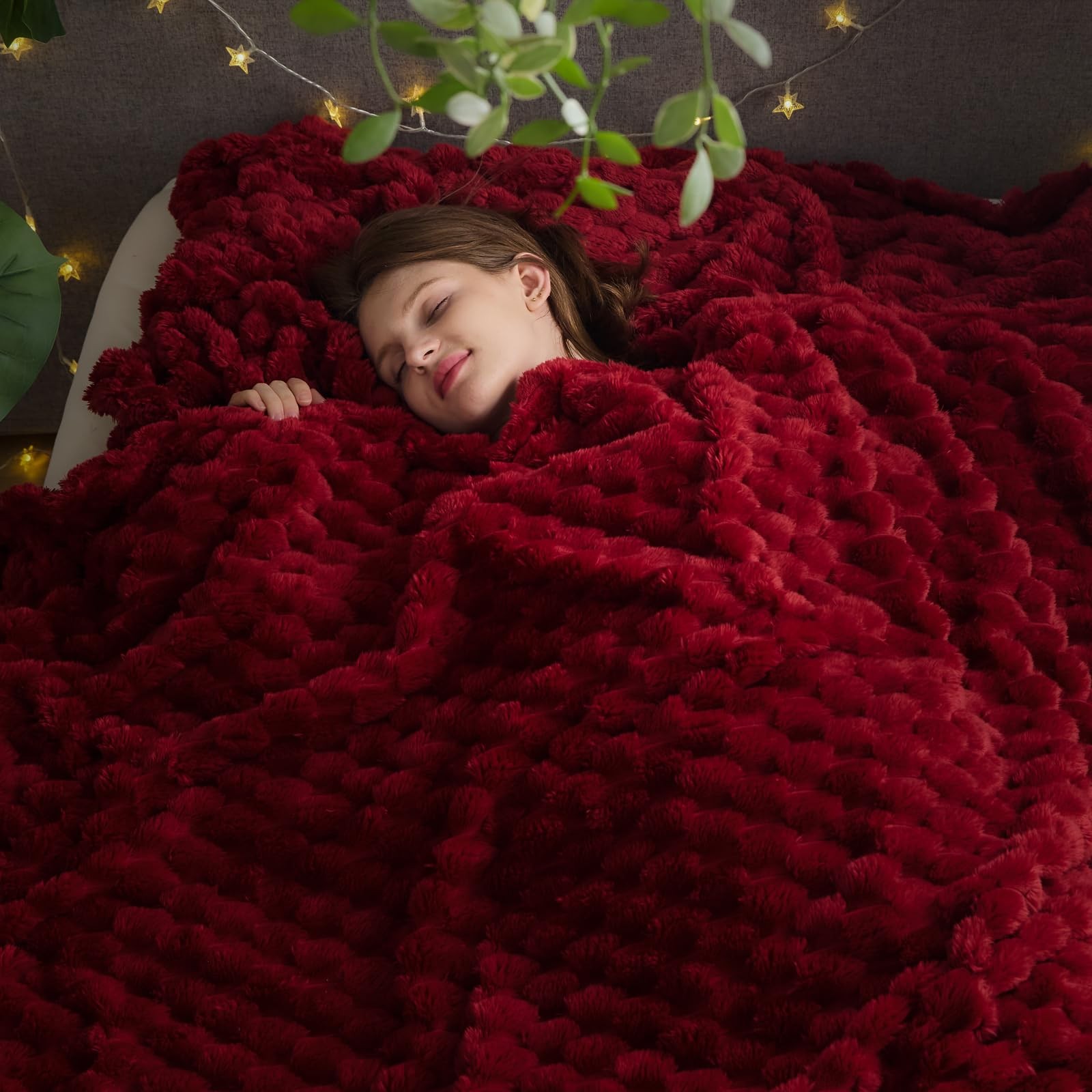 NEWCOSPLAY Super Soft Queen Blanket Red Premium Silky Flannel Fleece 3D Cloud... gallery
