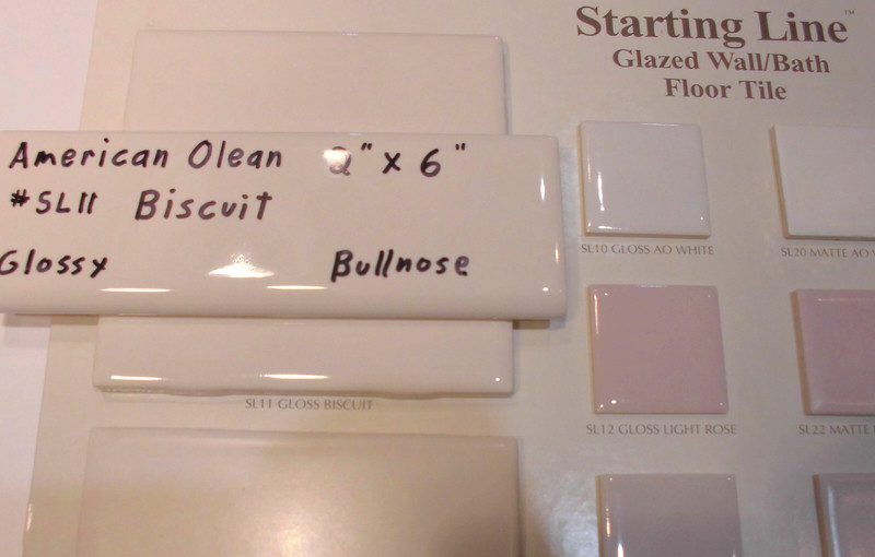 1 pc. Starting Line by American Olean; #SL11 Gloss Biscuit Bullnose Ceramic Tile gallery