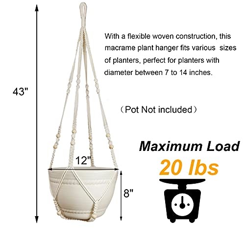 43 Inches Macrame Plant Hanger Large for2 inch Pot Extra Long No 1 Beige gallery