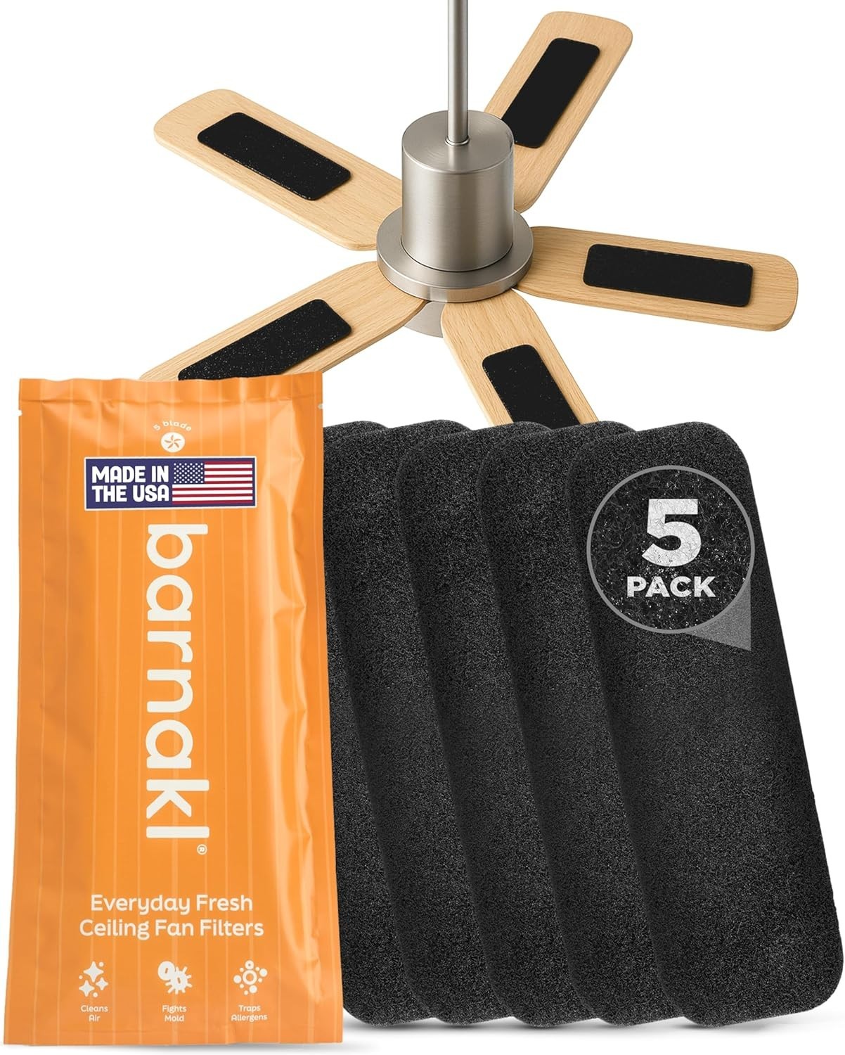 Barnakl Ceiling Fan Air Purifier Pads, Activated Coconut Shell Carbon Fan Filter gallery