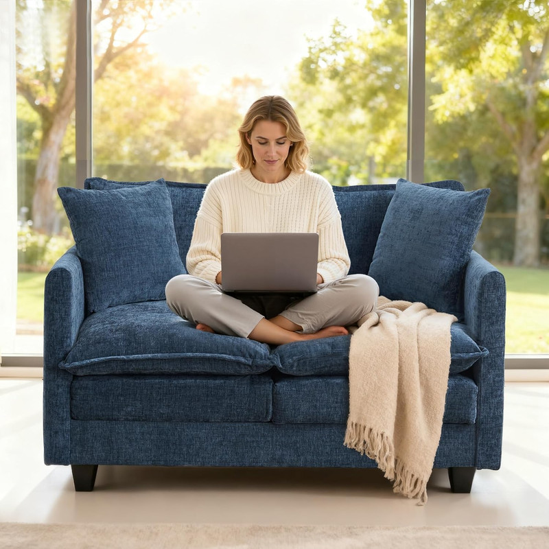 Loveseat Sofa Cloud Sofa Couch 50'', Modern Loveseats 2 Seat Couch 27" Deep Seat gallery