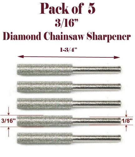 5 Pc 3/16" Diamond Chainsaw Sharpener Burr Stone File Fits Craftsman 1/8 Shank gallery
