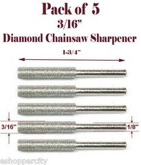 5 Pc 3/16″ Diamond Chainsaw Sharpener Burr Stone File Fits Craftsman 1/8 Shank