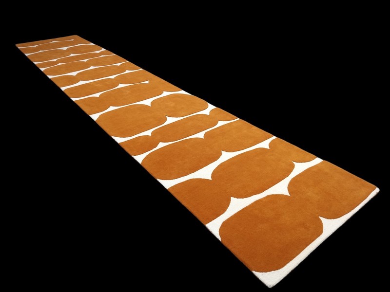 Hand Tufted Loop Cut Pile Runner Rug Orange & Ivory Modern Hallway Carpet gallery