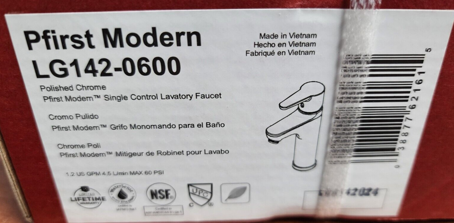 Pfister LG142-0600 Modern Single Control Bath Faucet in Polished Chrome gallery