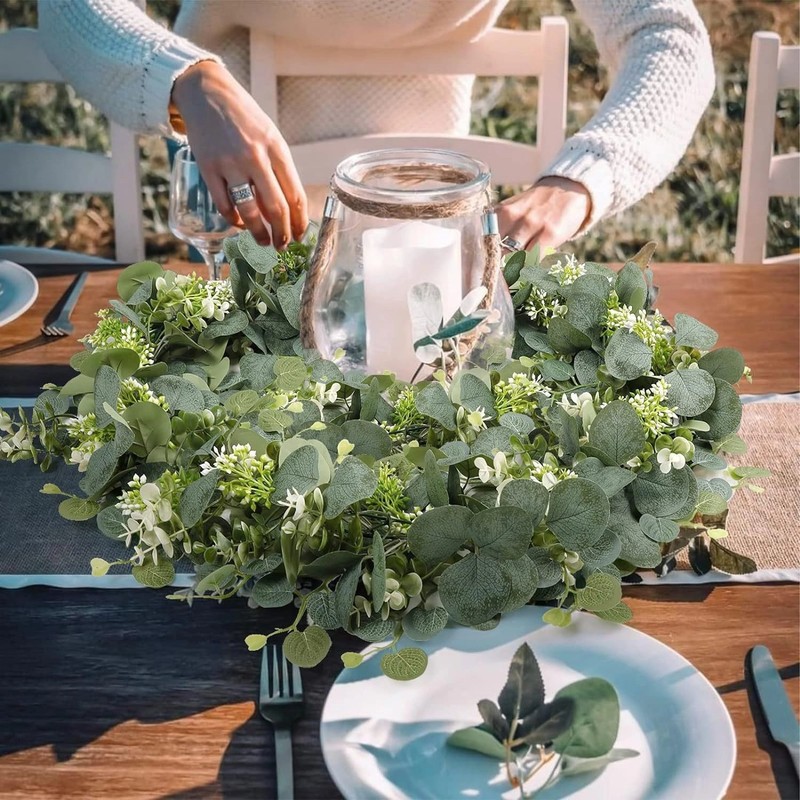 2x Artificial Eucalyptus Garland,Eucalyptus Leaves Table Greenery Garland Wreath gallery