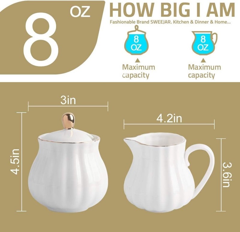 Versatile White Ceramic Sugar & Creamer Set – Perfect for Any Festive Occasion gallery