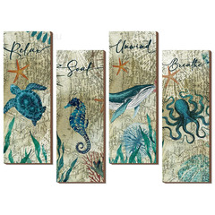 4 Pieces Beach Bathroom Decor Wall 11 x 3.9 inches, as pictures shown