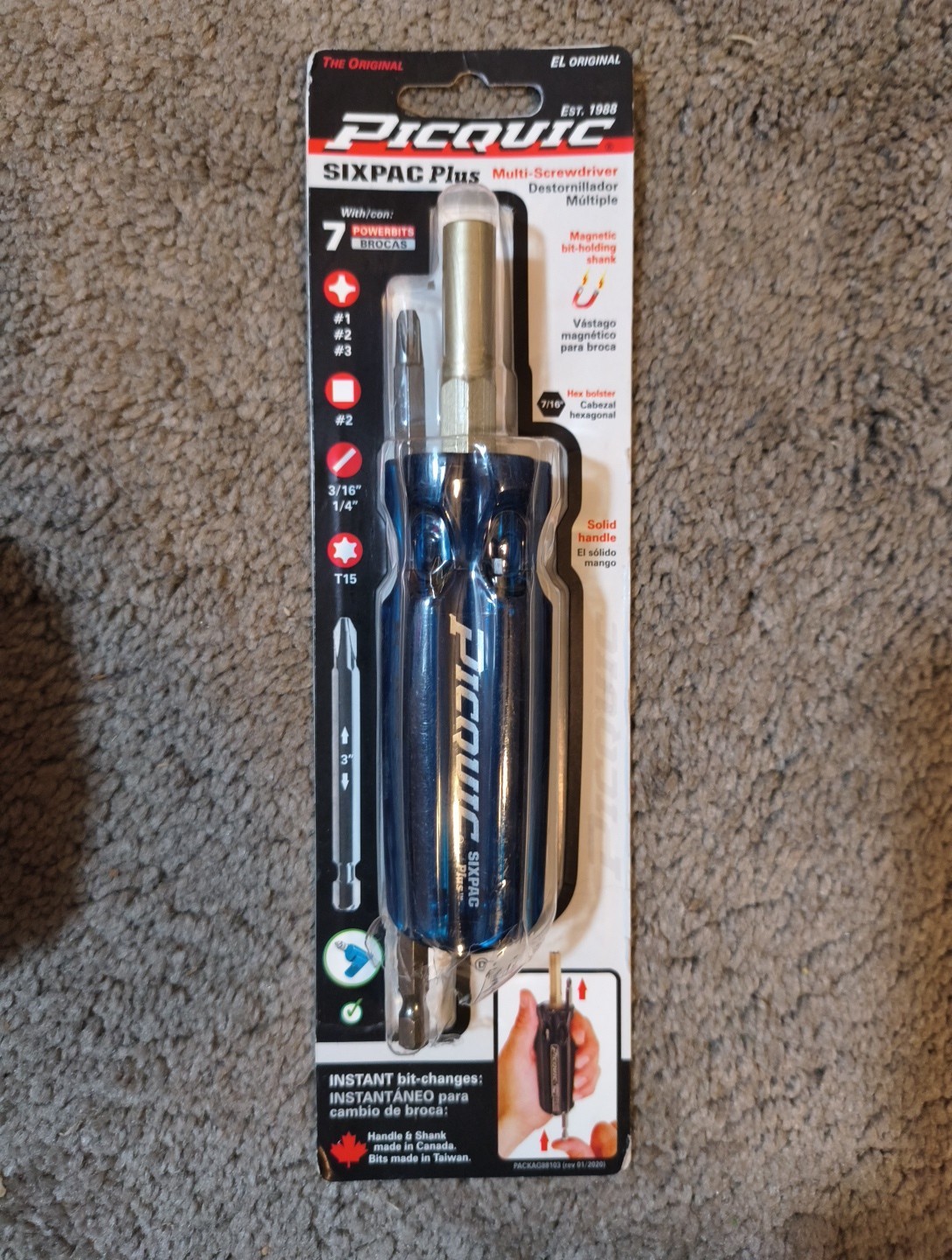 PICQUIC 88103 Assorted Colors Steel SIXPAC Plus Multi-Bit Screwdriver 6 L in. gallery