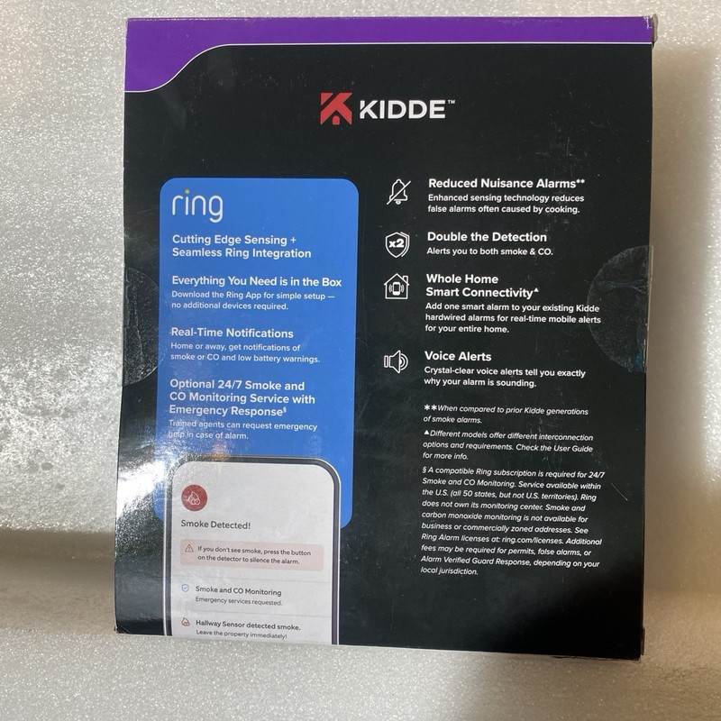 Wi-Fi Kidde Ring Enabled Smart Smoke + Carbon Alarm Wired RGCUAR mfg 2025 gallery