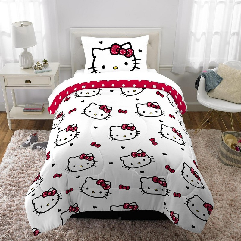 HELLO KITTY 2-PC Reversible Bedding Set Kids Comforter Pillowcase Twin/Full GIFT gallery
